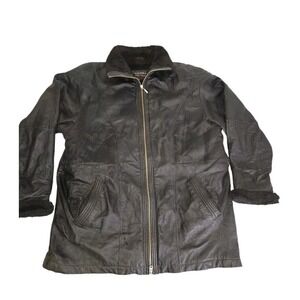 Wilsons Leather‎ Womens Leather Coat Size Large Faux Fur Trim